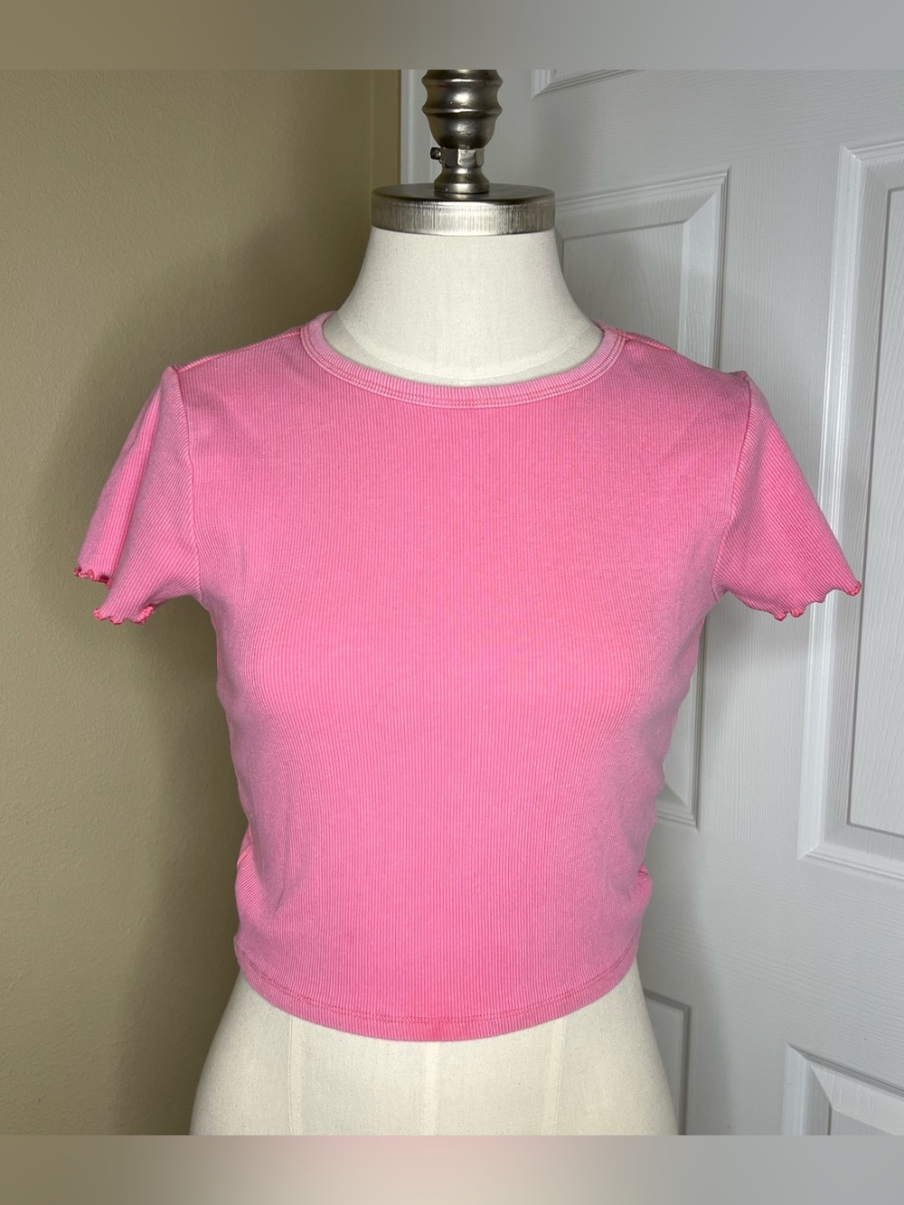 FITZ + EDDI Pink Ribbed Tee Backless